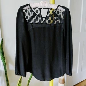 Daniel Rainn Silk Black Polka Dot Long sleeve